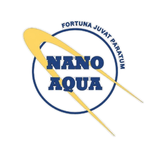 Logo NanoAqua transparente con bordes blancos